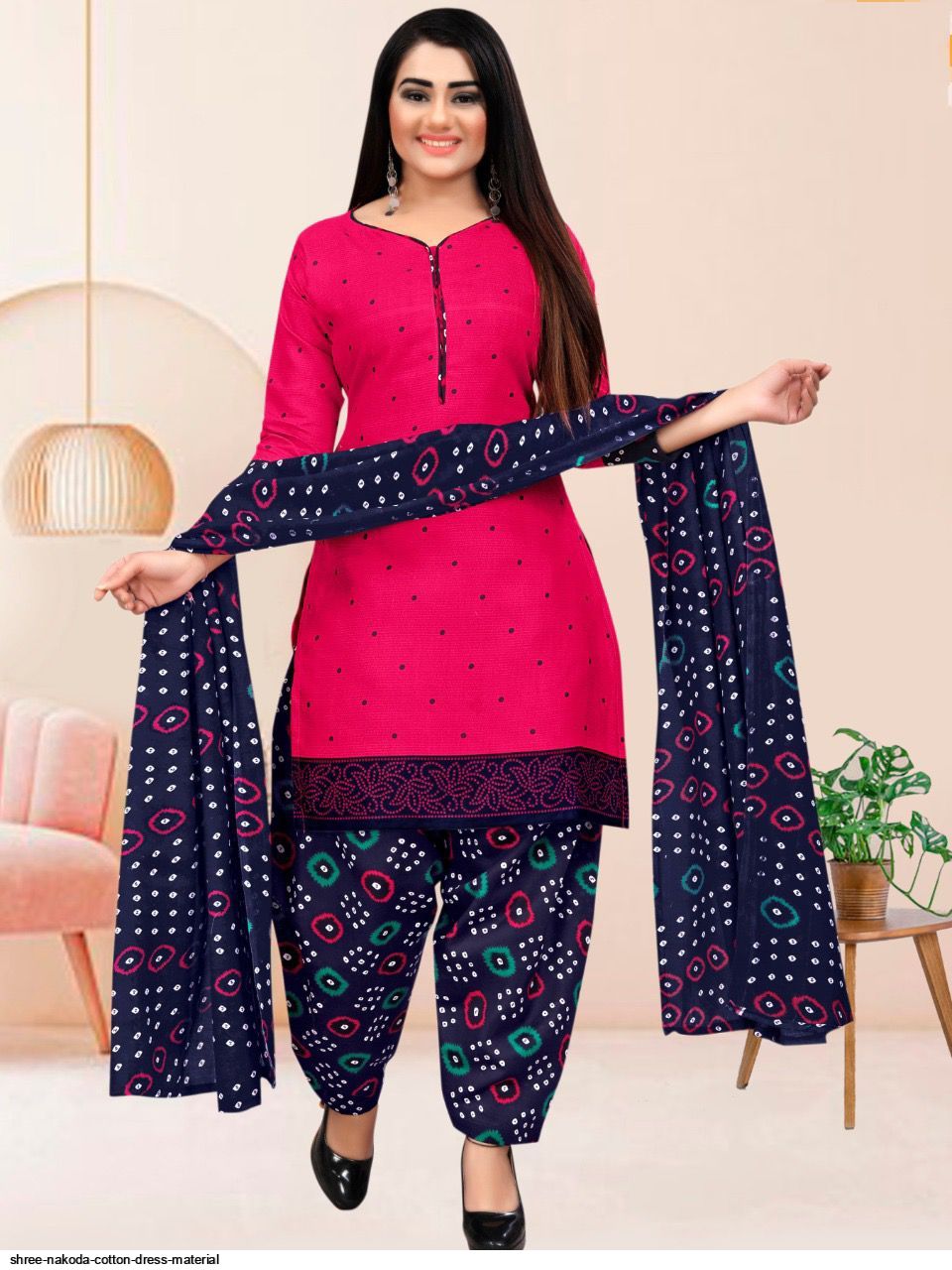 Diksha 4Colour Stitch Patiyala Cotton Designer Dress Material, this catalog  top fabric is cotton,