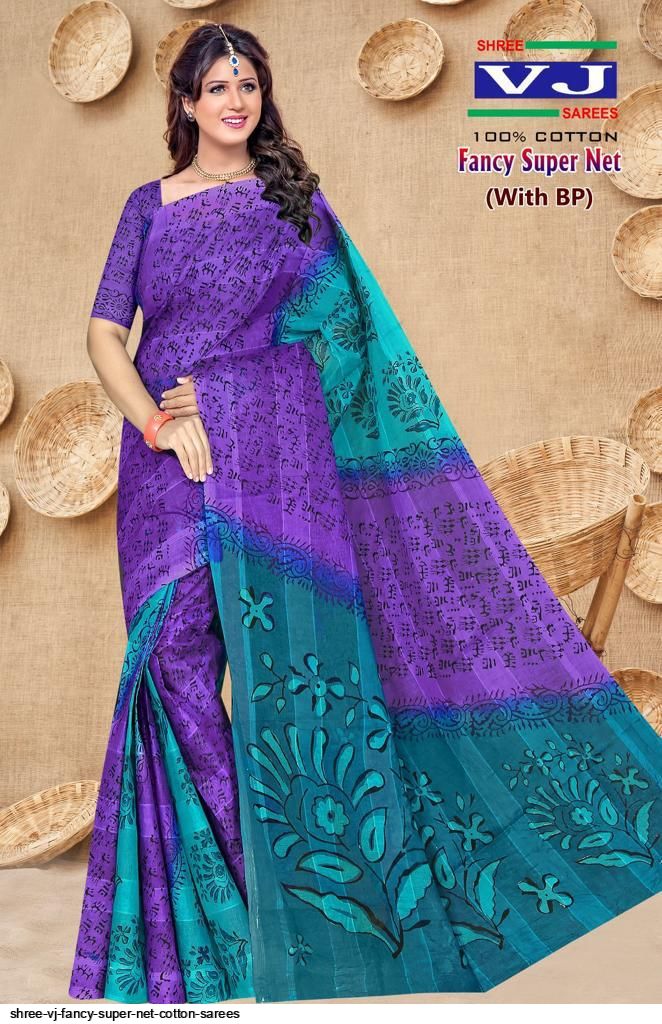 SHREE VJ FANCY SUPER NET COTTON SAREES