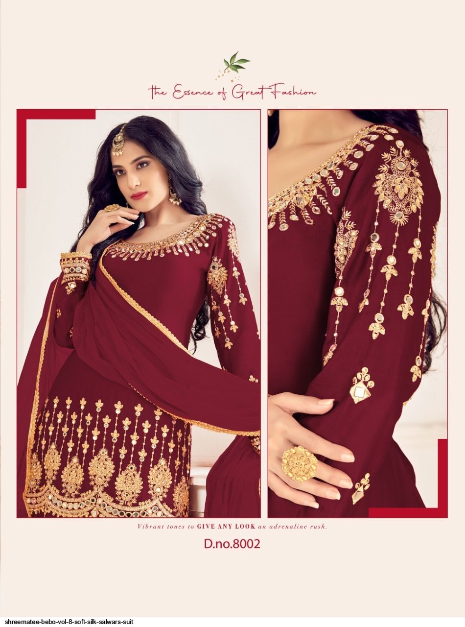 SHREEMATEE BEBO VOL 8 SOFT SILK SALWARS SUIT