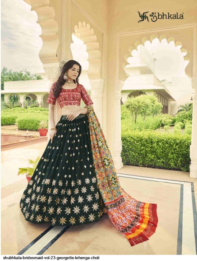 Buy Peach Embroidered Georgette Lehenga Choli Online At Zeel Clothing