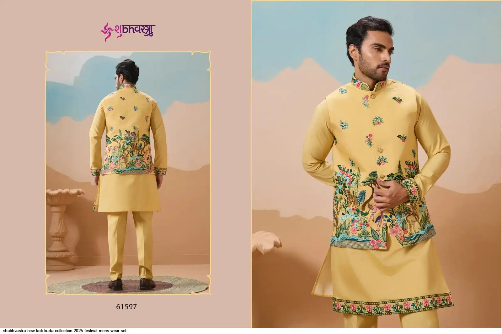 SHUBHVASTRA NEW KOTI KURTA COLLECTION 2025 FESTIVAL MENS WEAR SET A