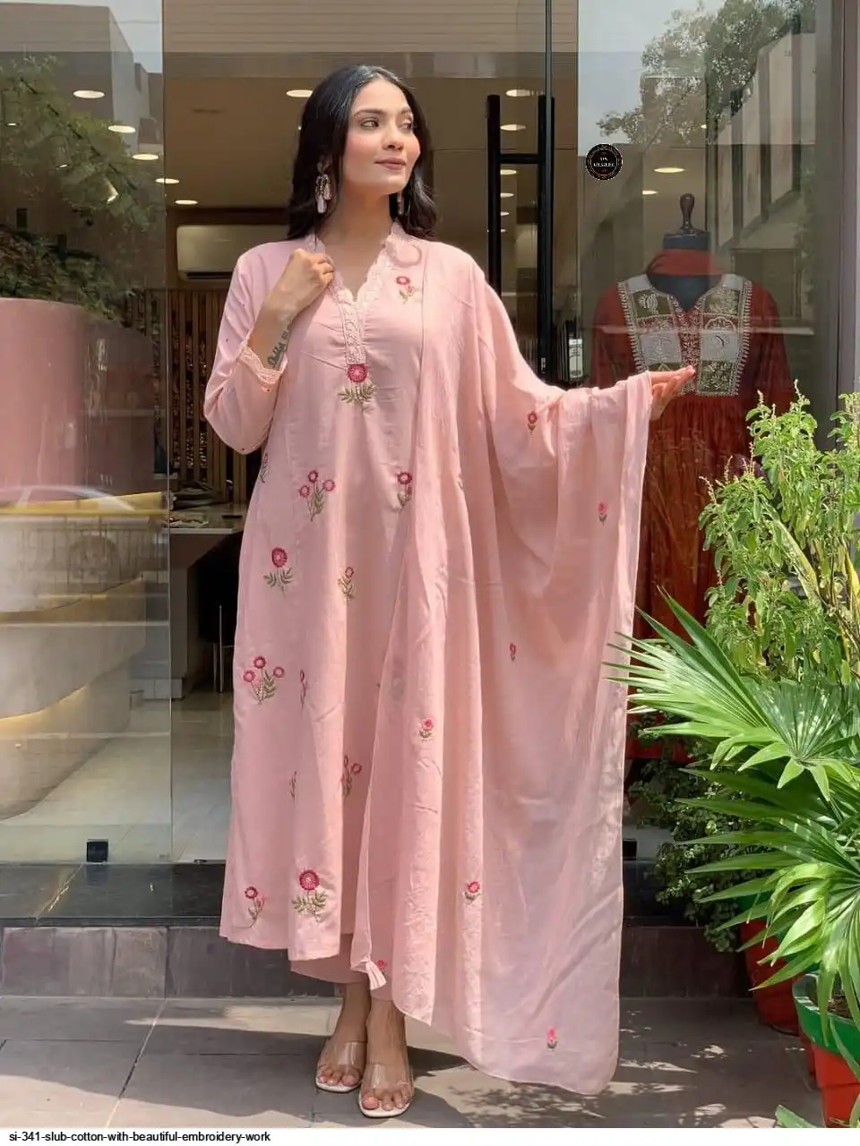 SI 341 SLUB COTTON WITH BEAUTIFUL EMBROIDERY WORK D
