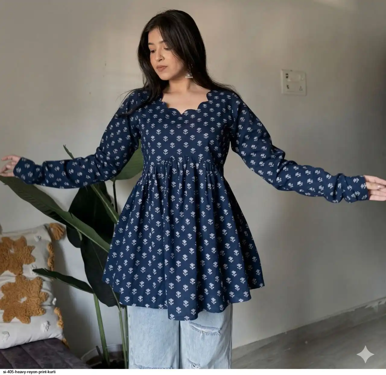 SI 405 HEAVY REYON PRINT KURTI 2