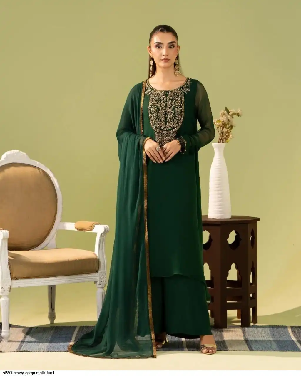 SI393 HEAVY GORGATE SILK KURTI 2