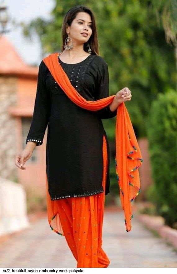 SI72 BEUTIFULL RAYON EMBRIODRY WORK PATIYALA B