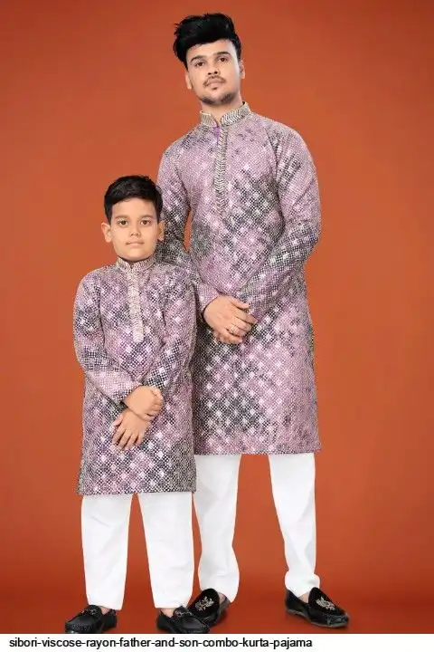 SIBORI VISCOSE RAYON FATHER AND SON COMBO KURTA PAJAMA B