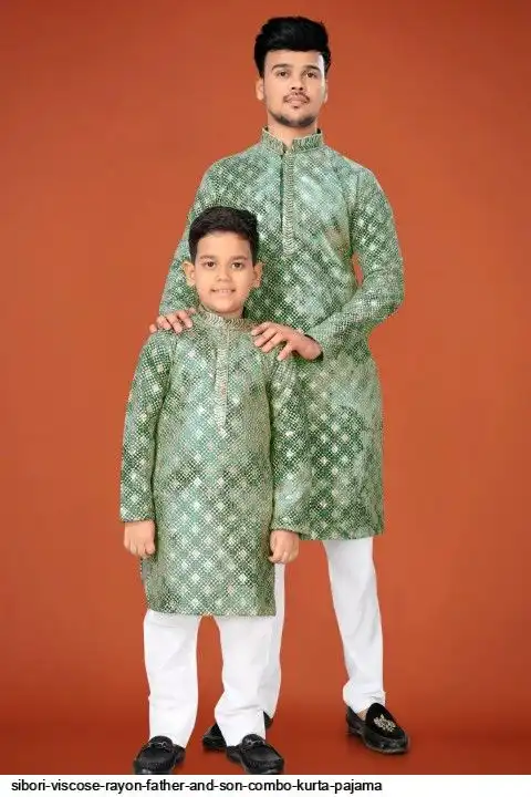 SIBORI VISCOSE RAYON FATHER AND SON COMBO KURTA PAJAMA A