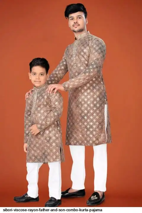 SIBORI VISCOSE RAYON FATHER AND SON COMBO KURTA PAJAMA D