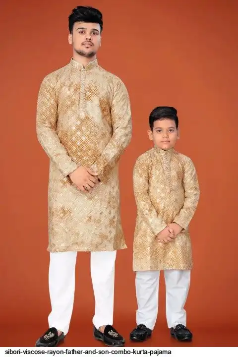 SIBORI VISCOSE RAYON FATHER AND SON COMBO KURTA PAJAMA F