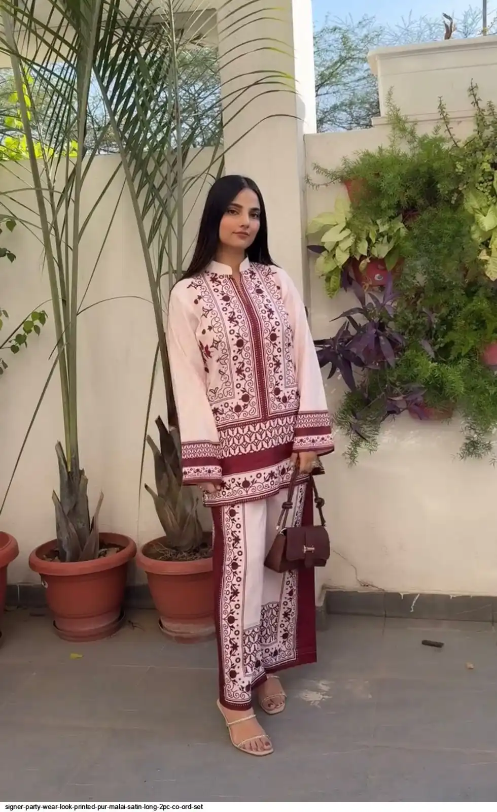 SIGNER PARTY WEAR LOOK PRINTED PUR MALAI SATIN LONG 2PC CO ORD SET 2