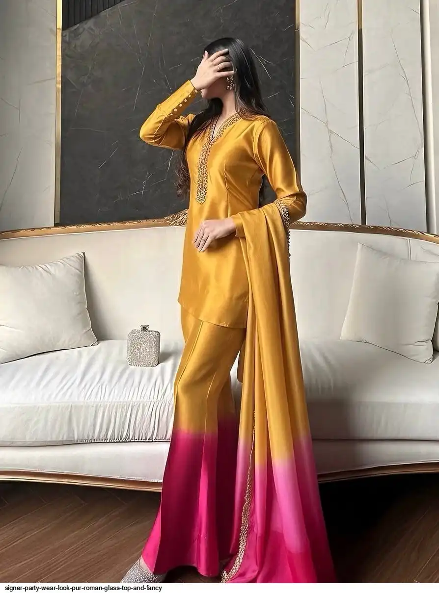 SIGNER PARTY WEAR LOOK PUR ROMAN GLASS TOP AND FANCY A