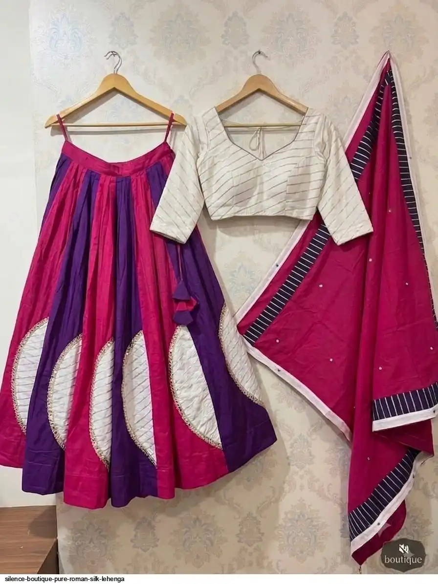 SILENCE BOUTIQUE PURE ROMAN SILK LEHENGA 3