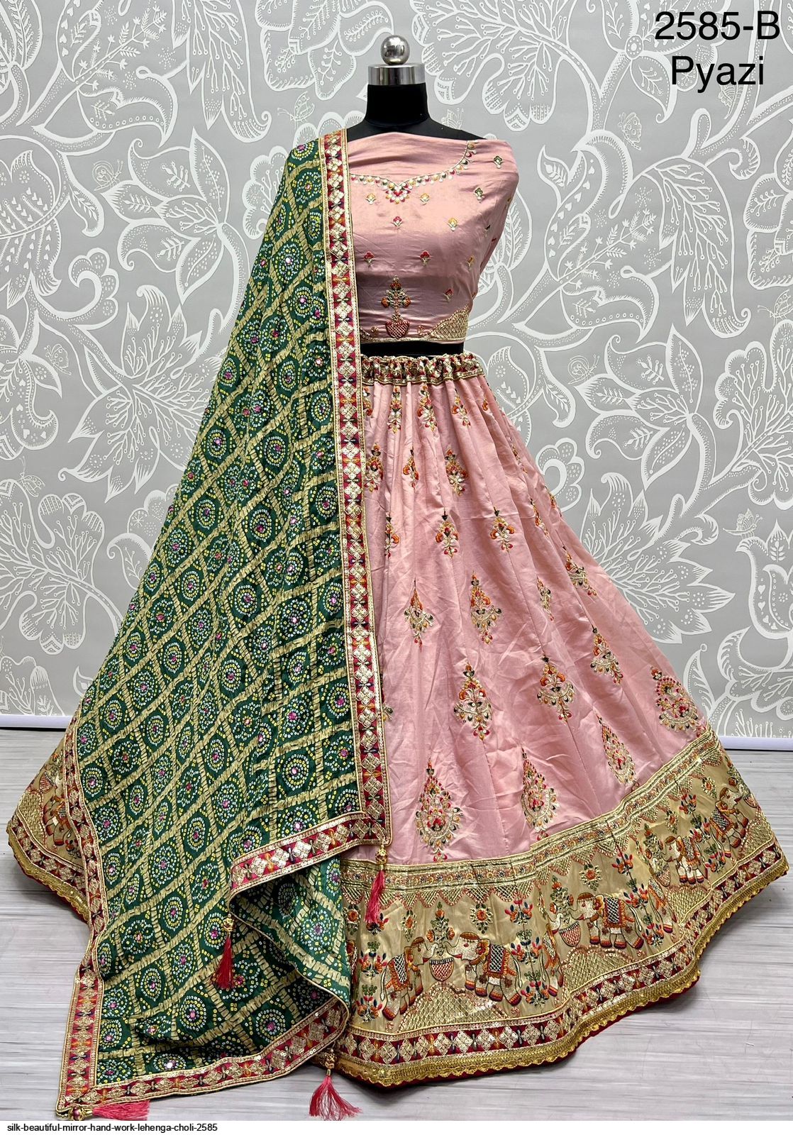 Bridal Net Crafted Beautiful Color Range Wedding wear Lehengacholi Pyazi at  Rs 13999 in Surat | ID: 2853233431012
