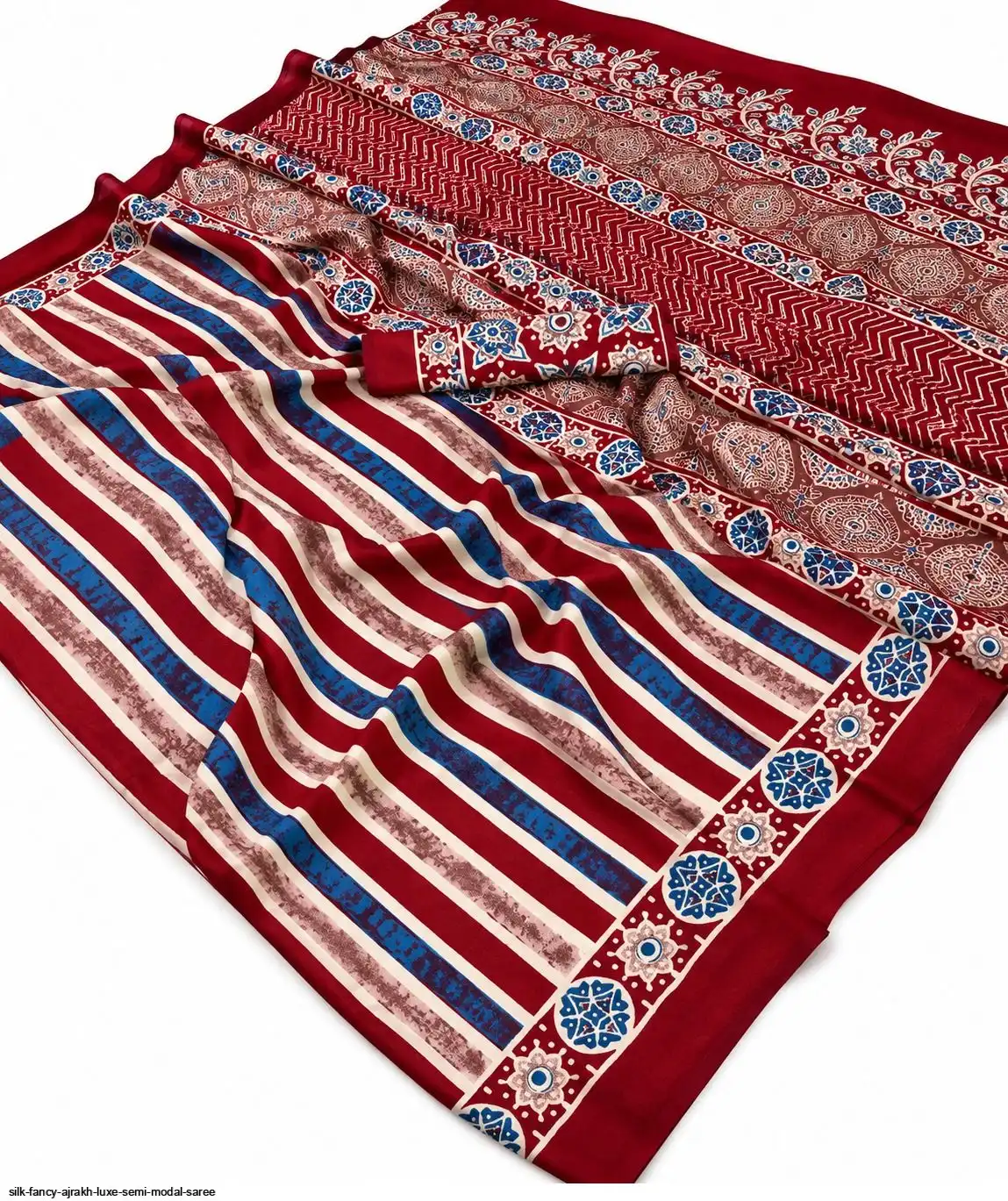 SILK FANCY AJRAKH LUXE SEMI MODAL SAREE 1