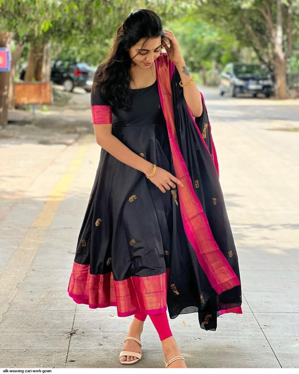SILK WEAVING ZARI WORK GOWN