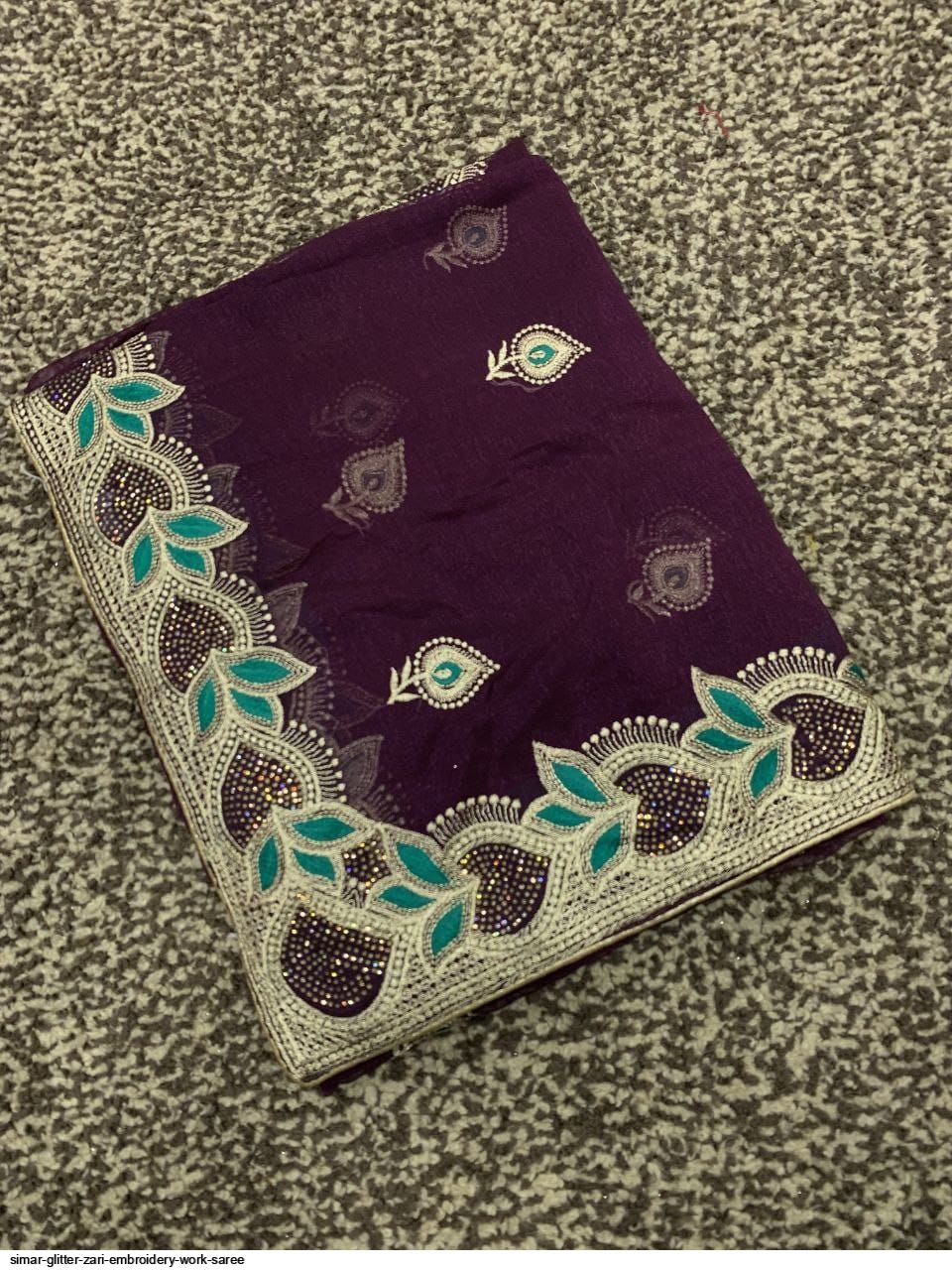 SIMAR GLITTER zARI EMBROIDERY work saree