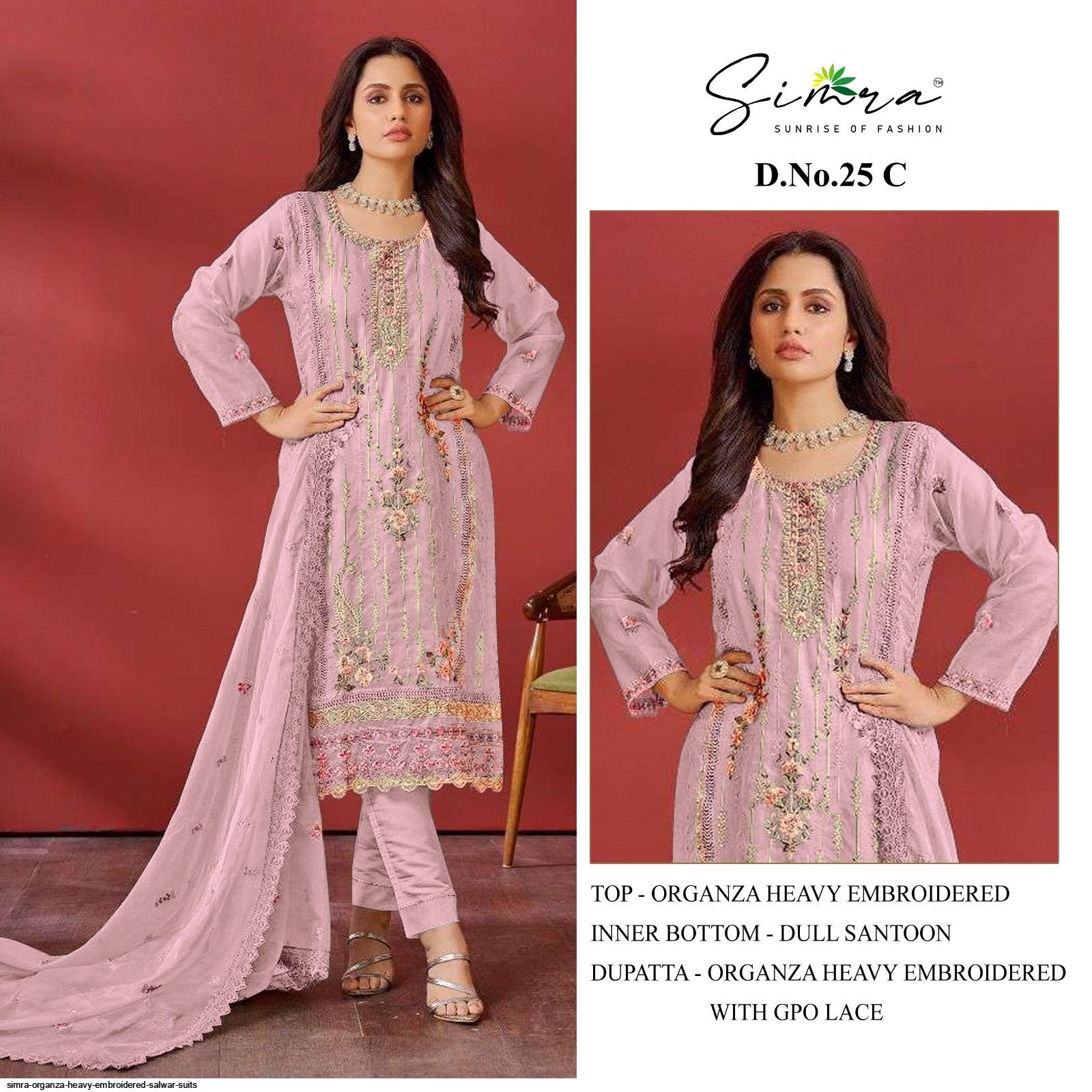 Simra Home SIMRA ORGANZA HEAVY EMBROIDERED salwar suits