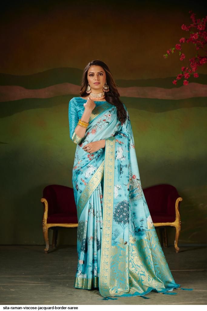 Sita Raman VISCOSE JACQUARD BORDER SAREE