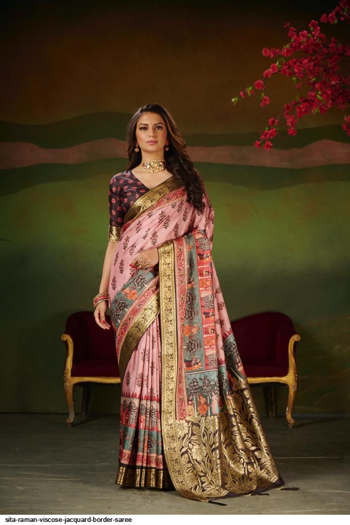 Sita Raman VISCOSE JACQUARD BORDER SAREE