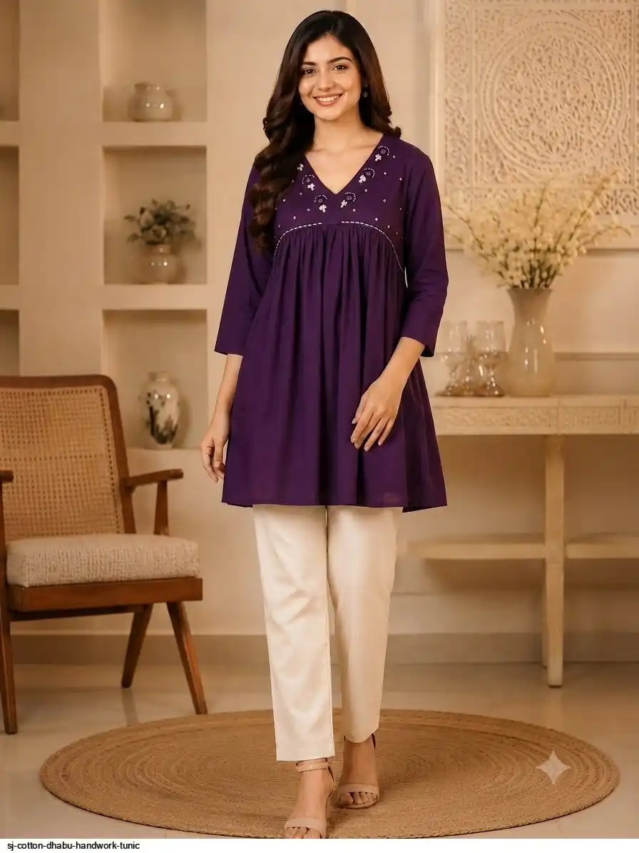 SJ COTTON DHABU HANDWORK TUNIC B