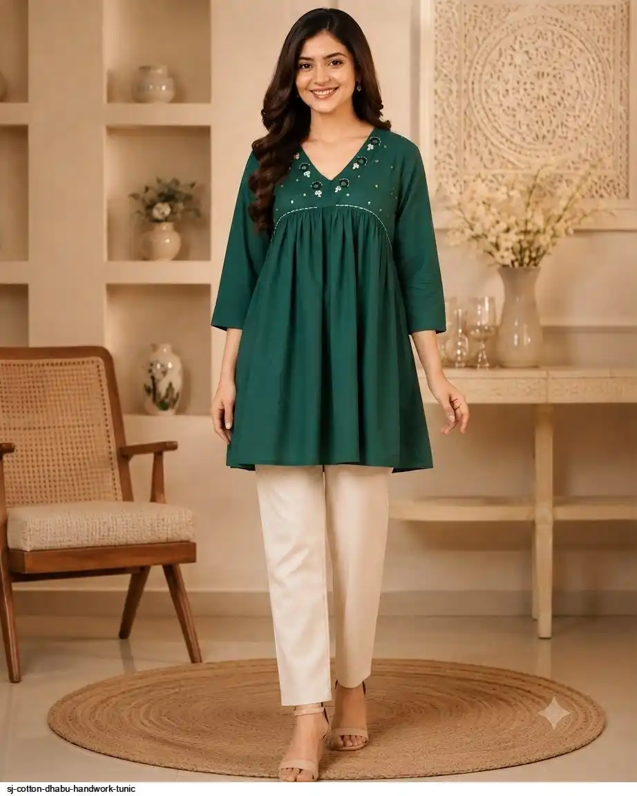 SJ COTTON DHABU HANDWORK TUNIC C