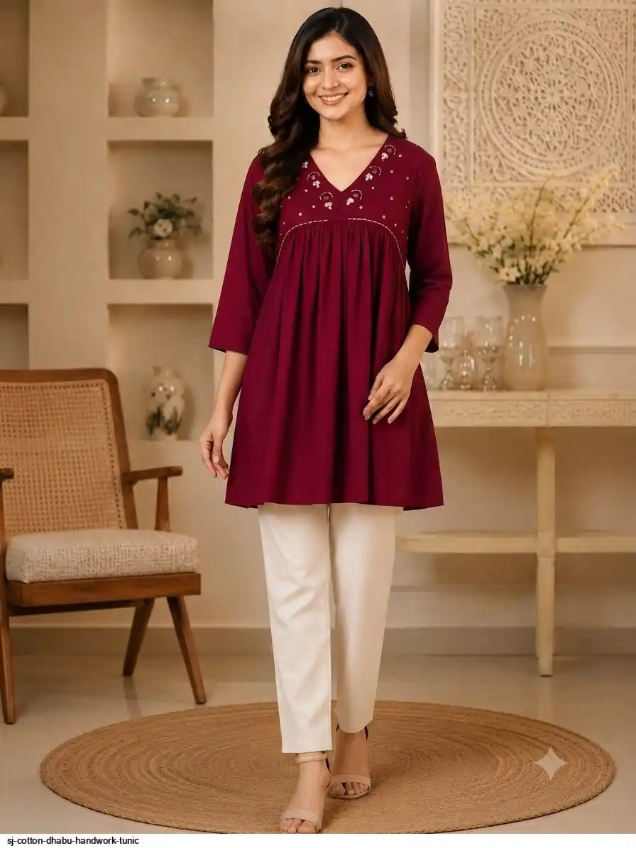 SJ COTTON DHABU HANDWORK TUNIC E