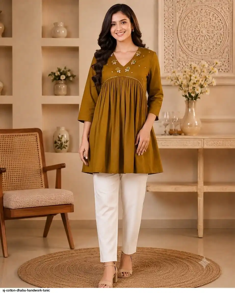 SJ COTTON DHABU HANDWORK TUNIC F