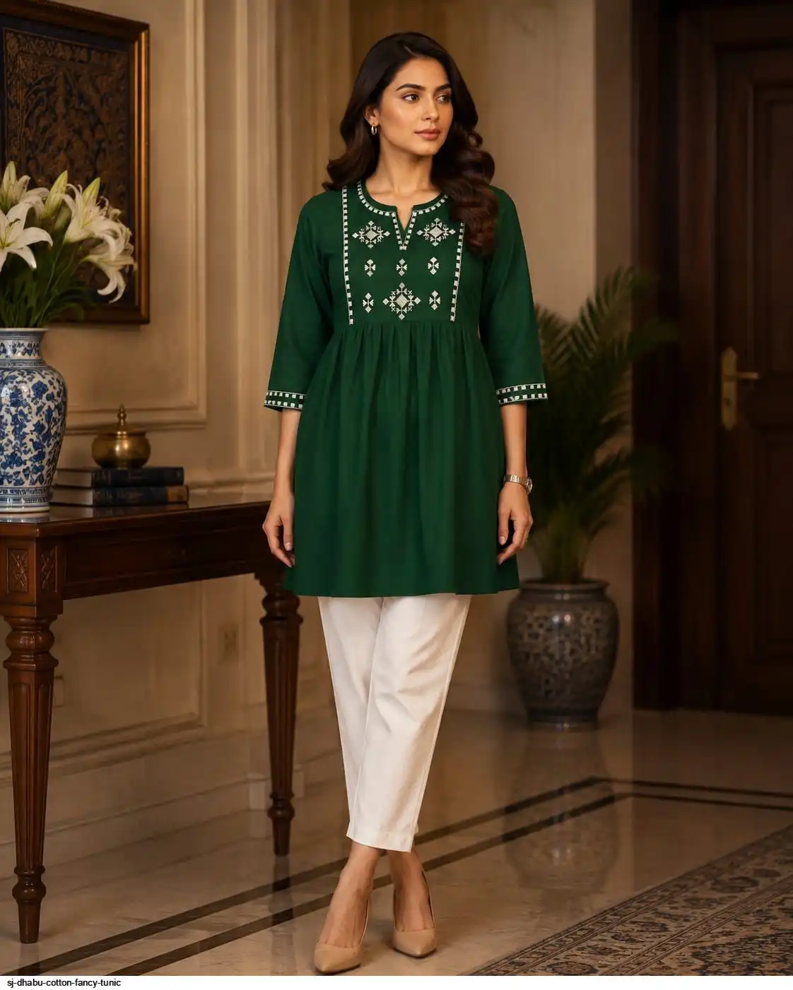 SJ DHABU COTTON FANCY TUNIC A