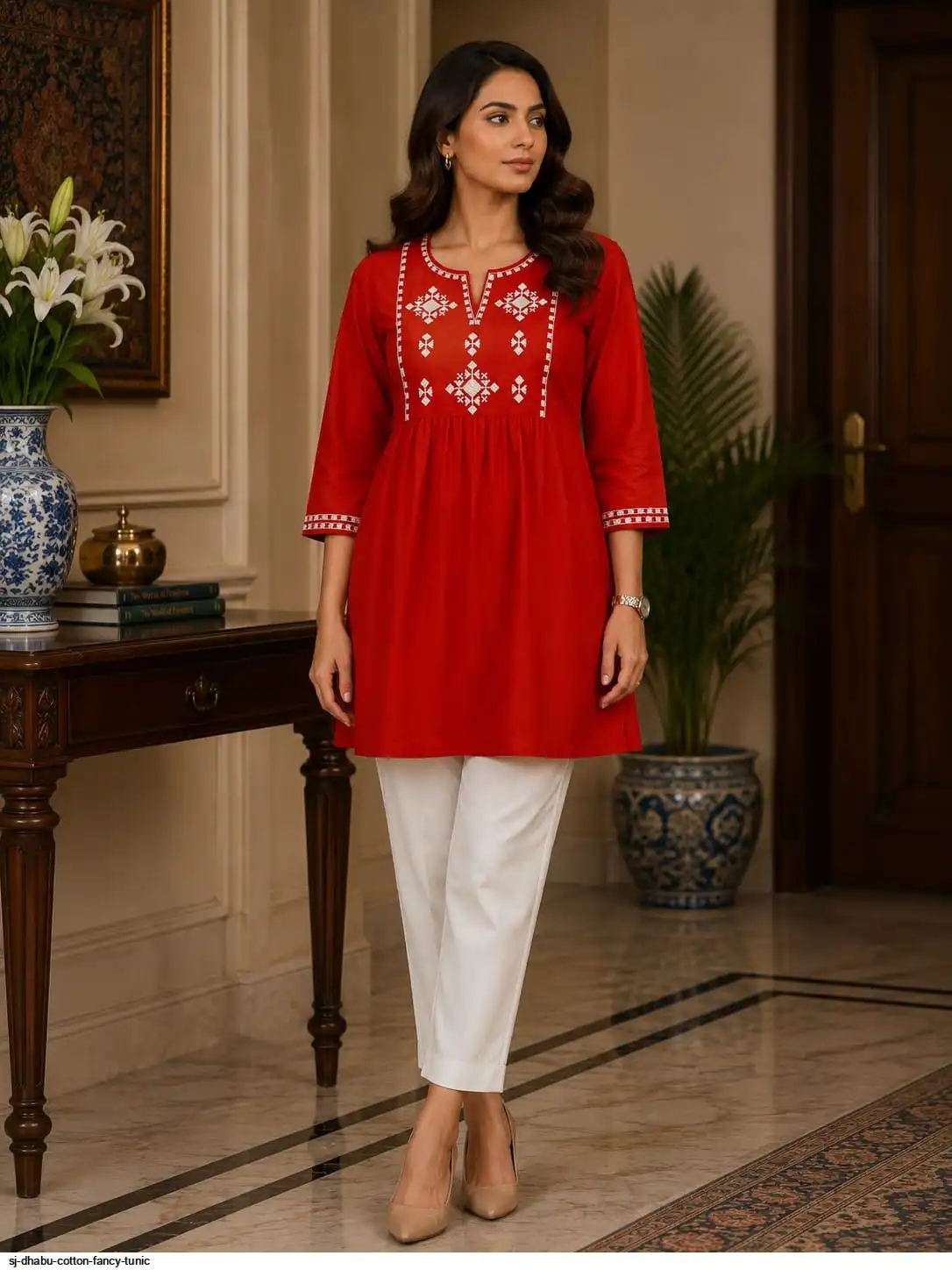 SJ DHABU COTTON FANCY TUNIC B