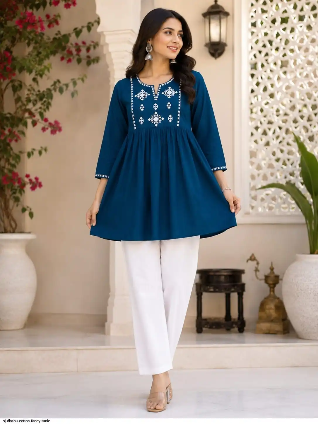 SJ DHABU COTTON FANCY TUNIC D