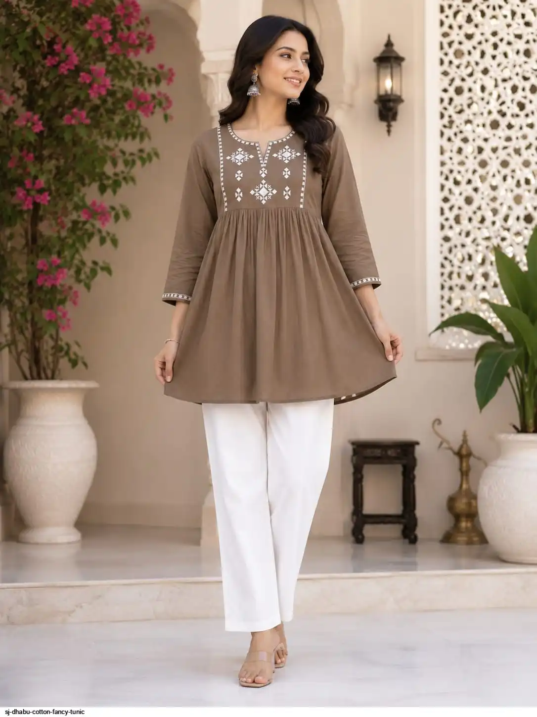 SJ DHABU COTTON FANCY TUNIC E