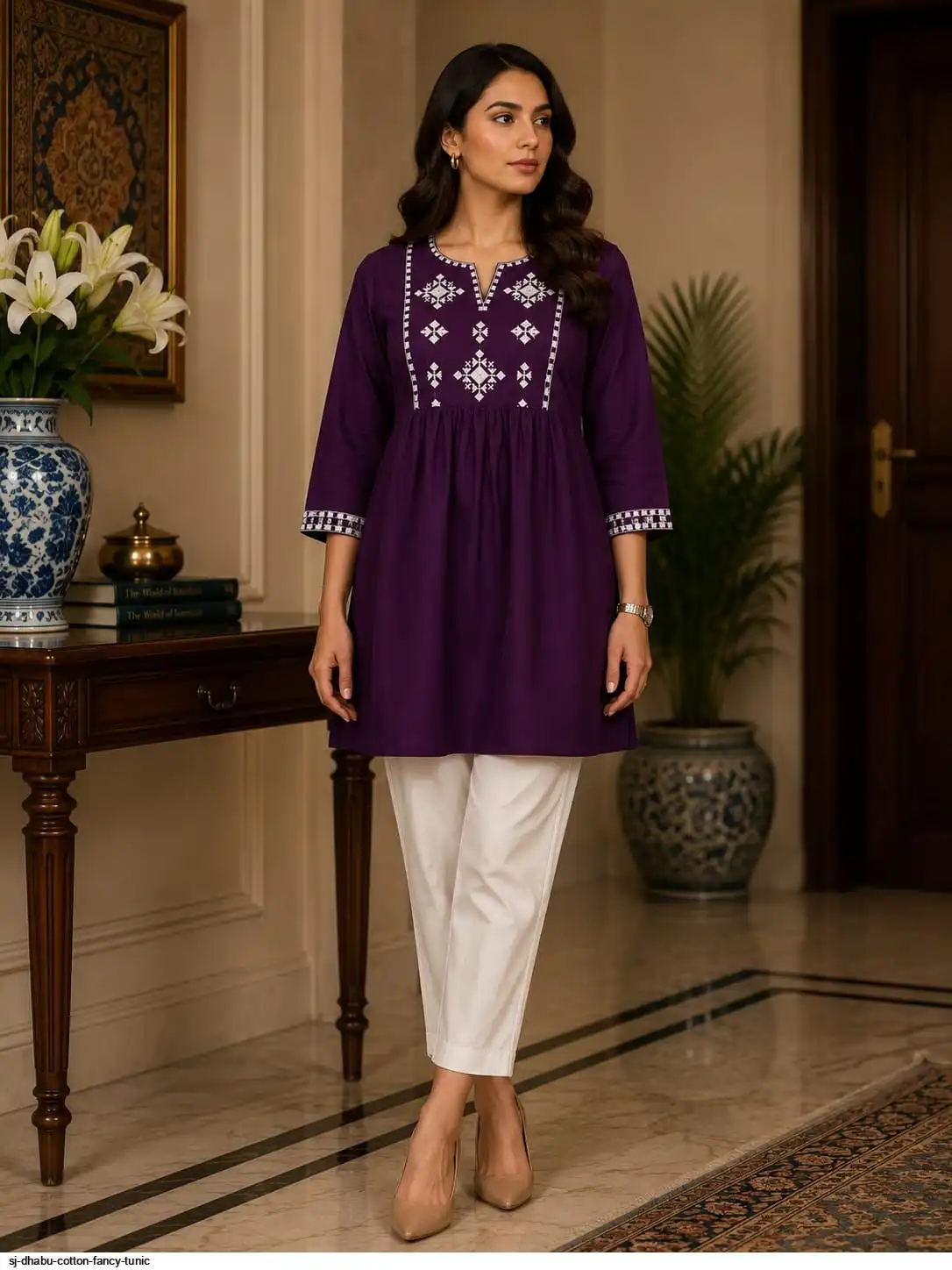 SJ DHABU COTTON FANCY TUNIC F