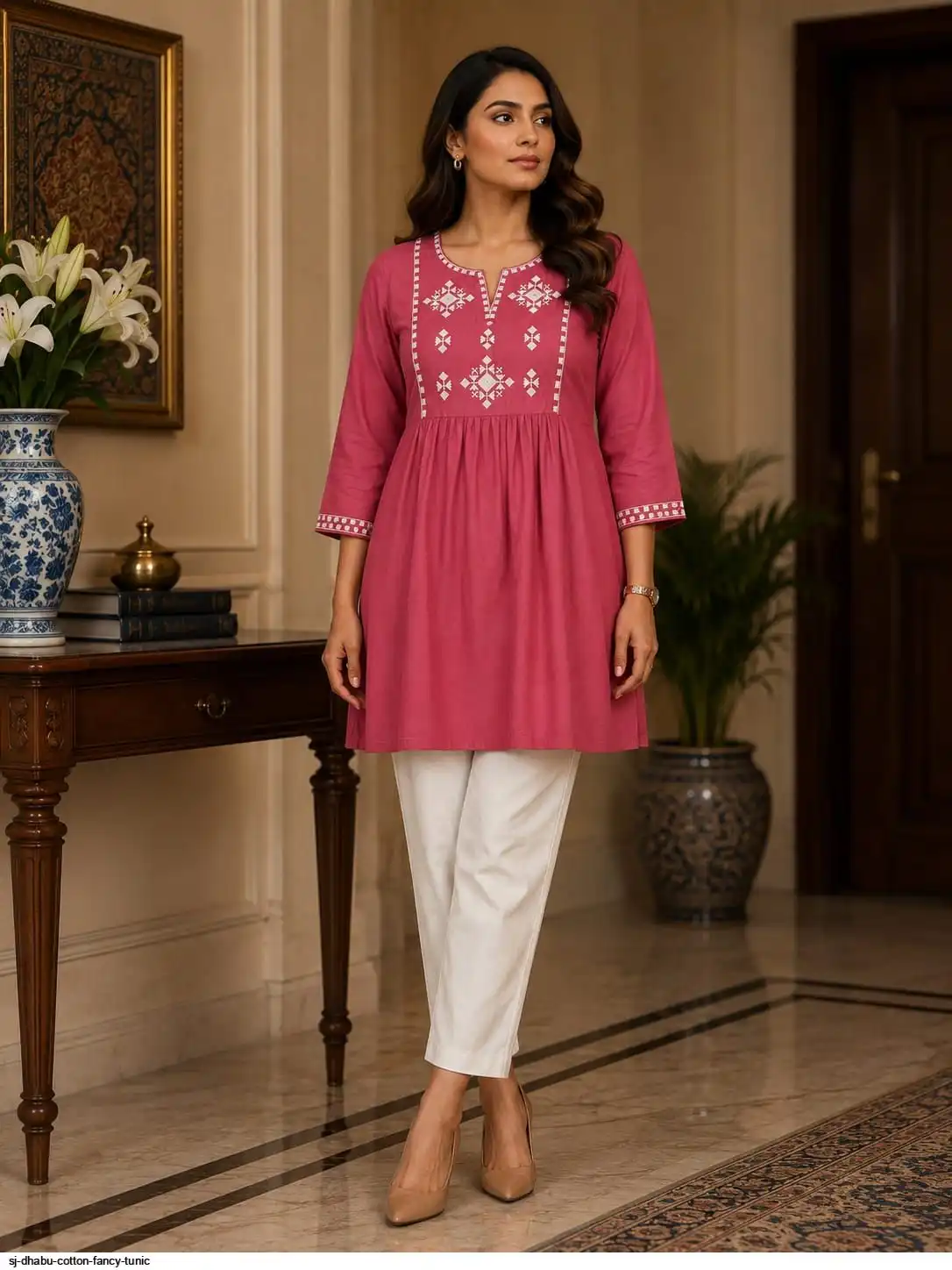 SJ DHABU COTTON FANCY TUNIC G
