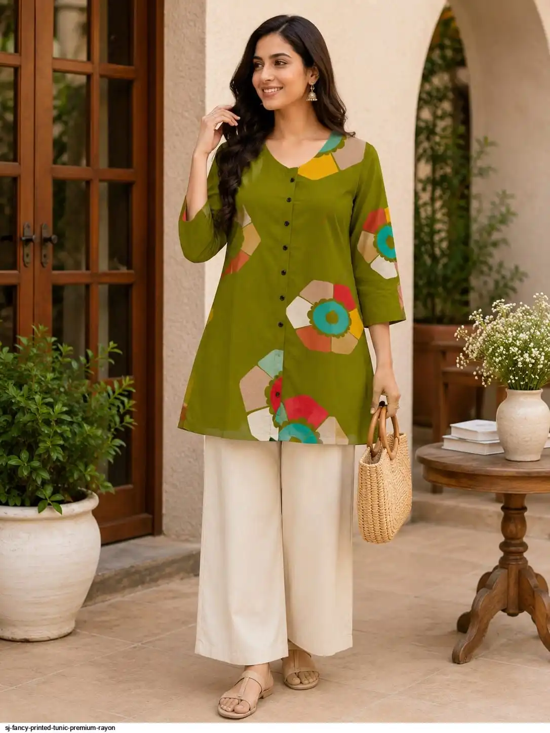SJ FANCY PRINTED TUNIC PREMIUM RAYON C