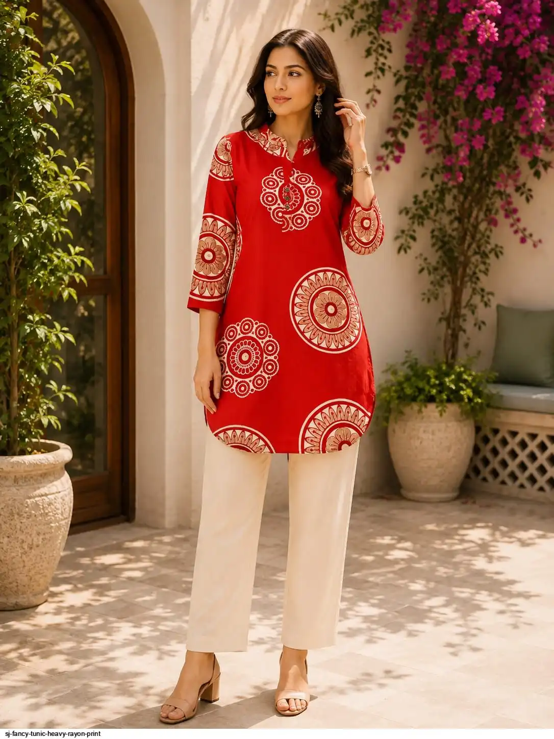 SJ FANCY TUNIC HEAVY RAYON PRINT D