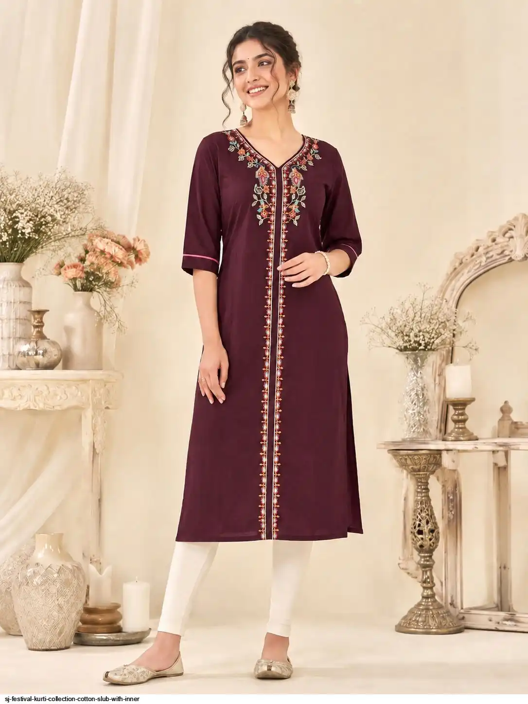 SJ FESTIVAL KURTI COLLECTION COTTON SLUB WITH INNER 1
