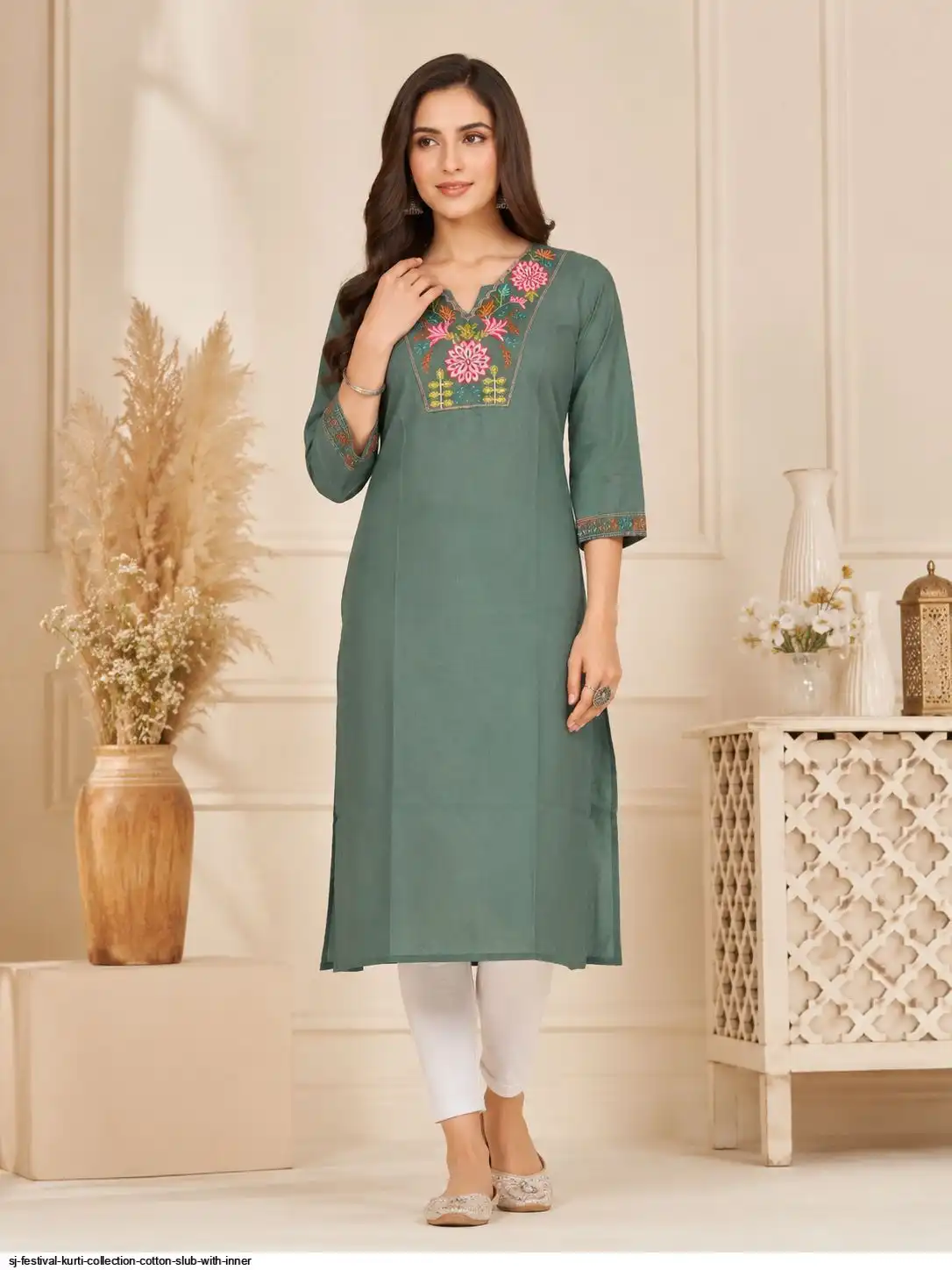 SJ FESTIVAL KURTI COLLECTION COTTON SLUB WITH INNER 3