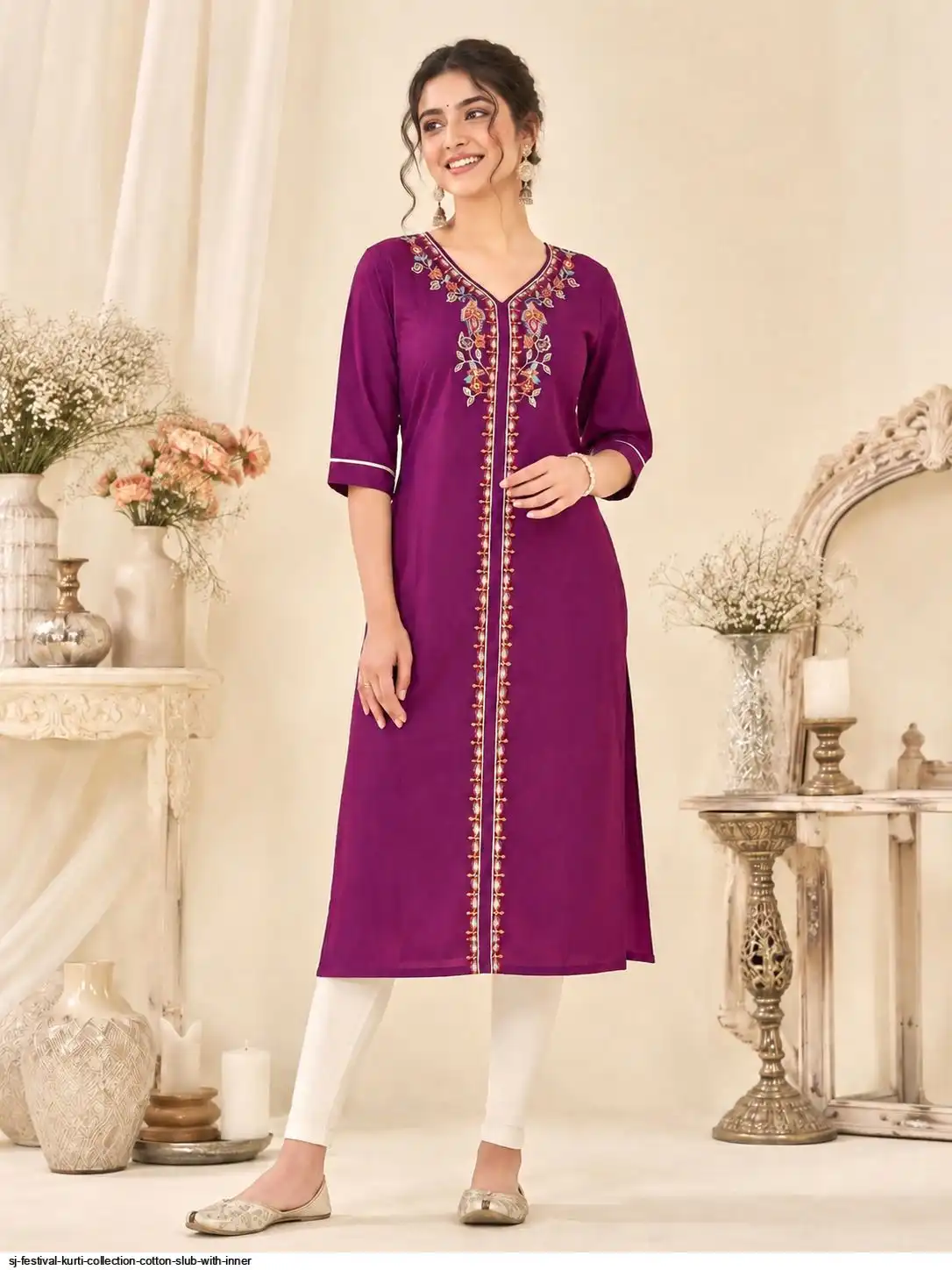 SJ FESTIVAL KURTI COLLECTION COTTON SLUB WITH INNER 2