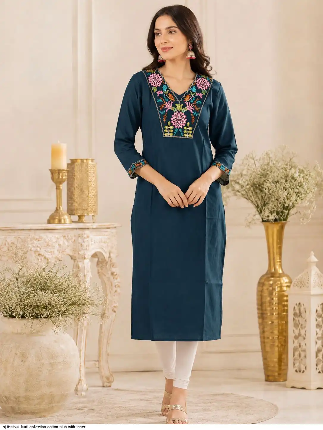 SJ FESTIVAL KURTI COLLECTION COTTON SLUB WITH INNER 5