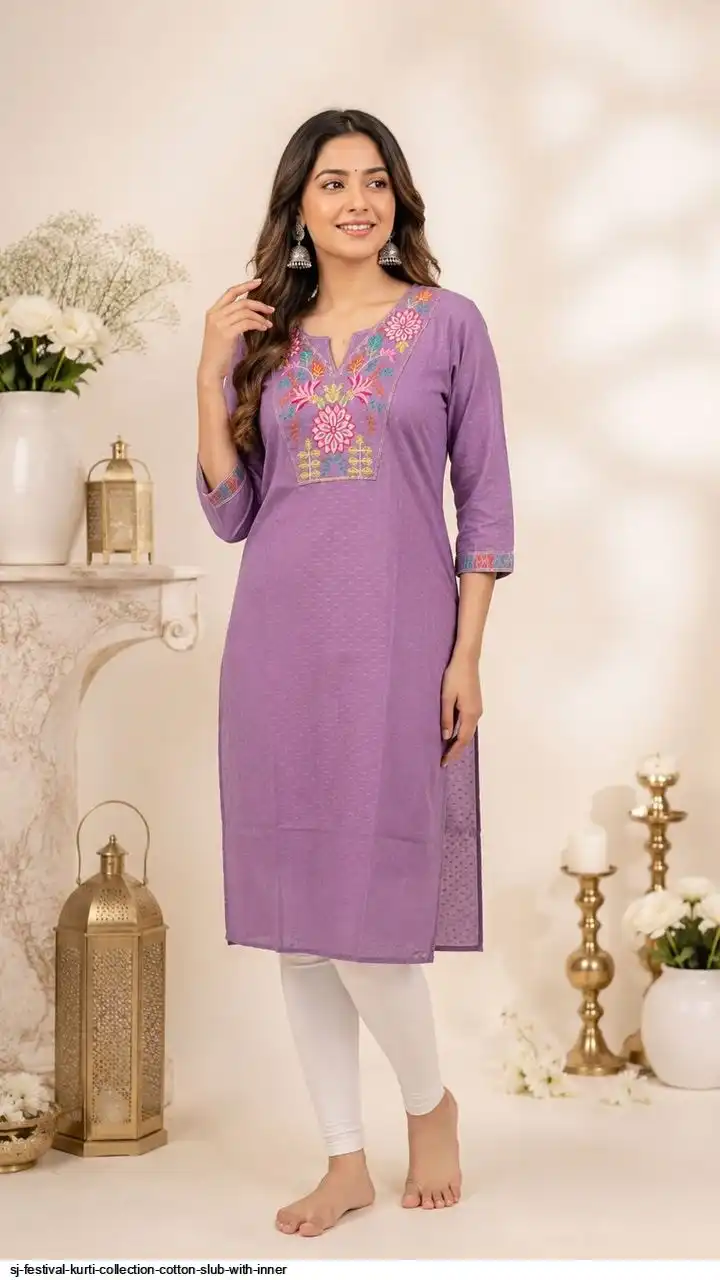 SJ FESTIVAL KURTI COLLECTION COTTON SLUB WITH INNER 6