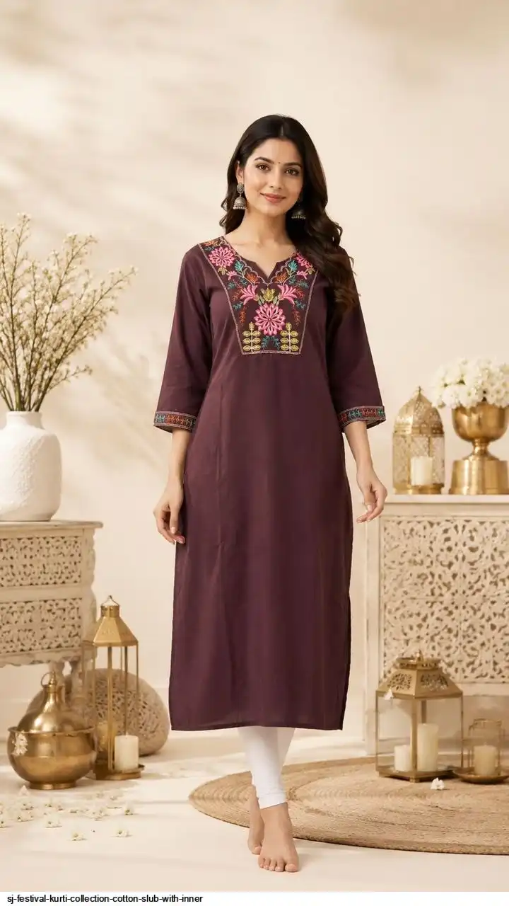 SJ FESTIVAL KURTI COLLECTION COTTON SLUB WITH INNER 7