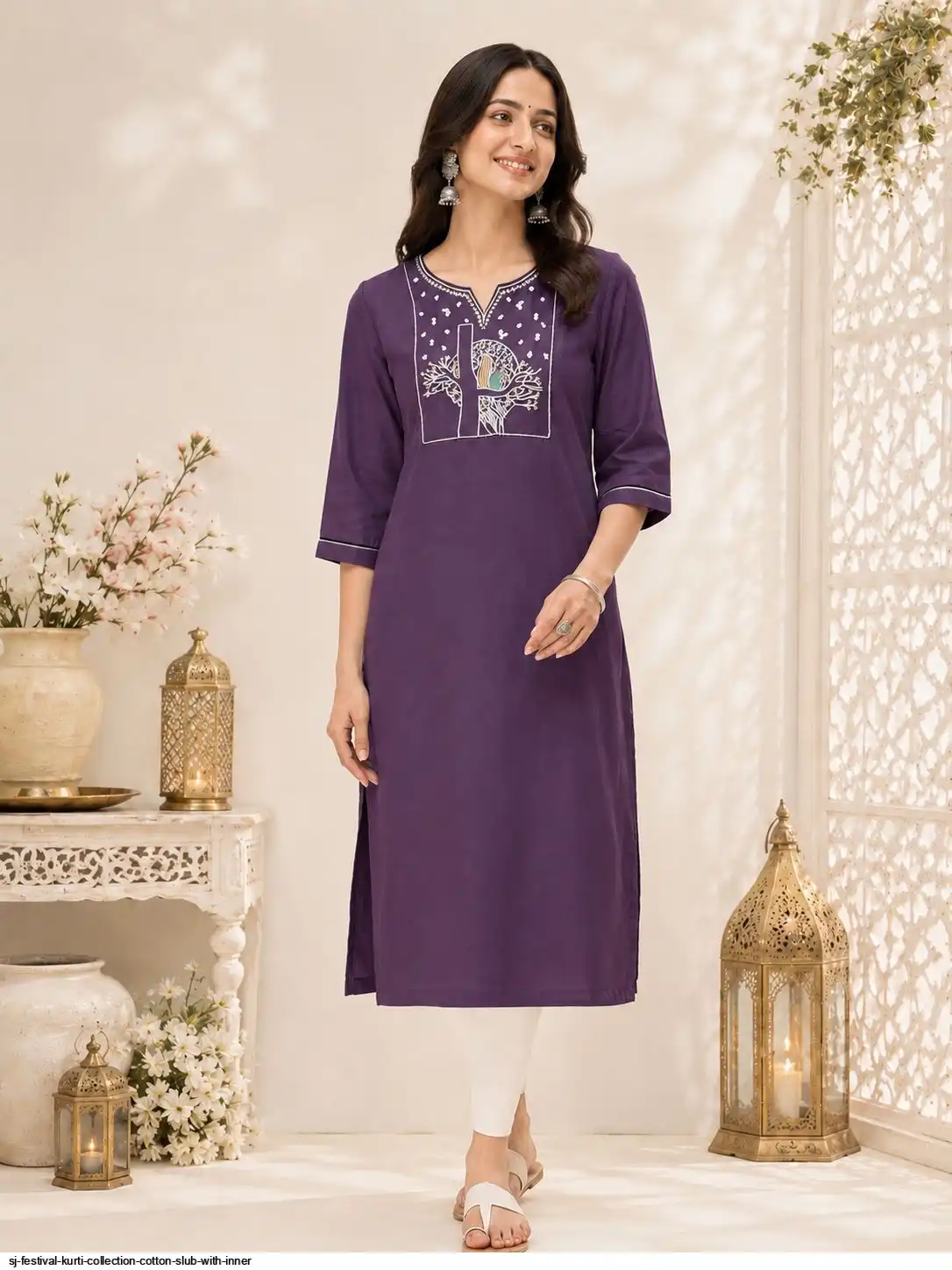 SJ FESTIVAL KURTI COLLECTION COTTON SLUB WITH INNER 11