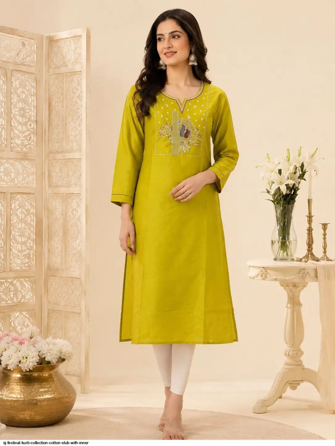 SJ FESTIVAL KURTI COLLECTION COTTON SLUB WITH INNER 10