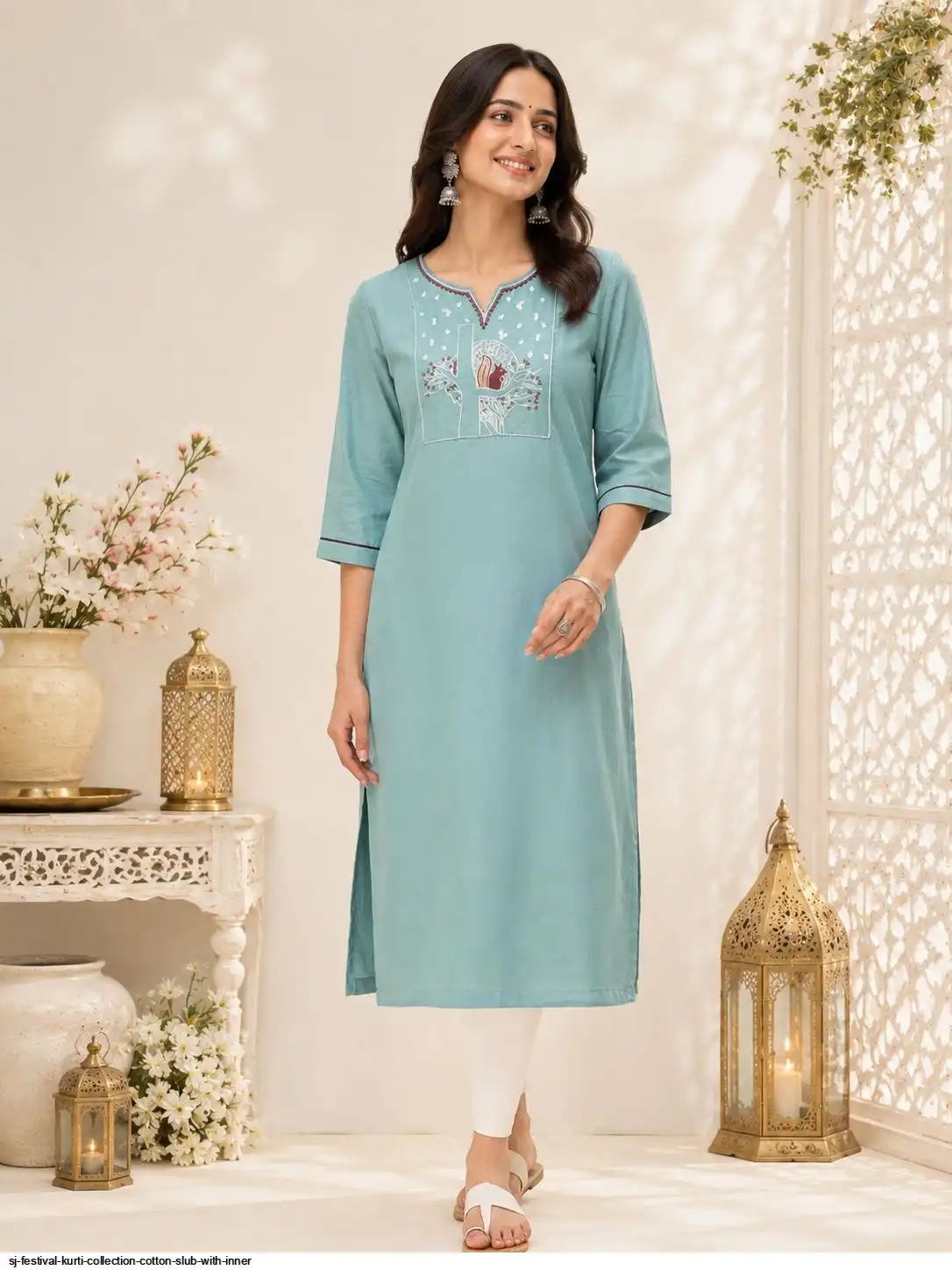 SJ FESTIVAL KURTI COLLECTION COTTON SLUB WITH INNER 12