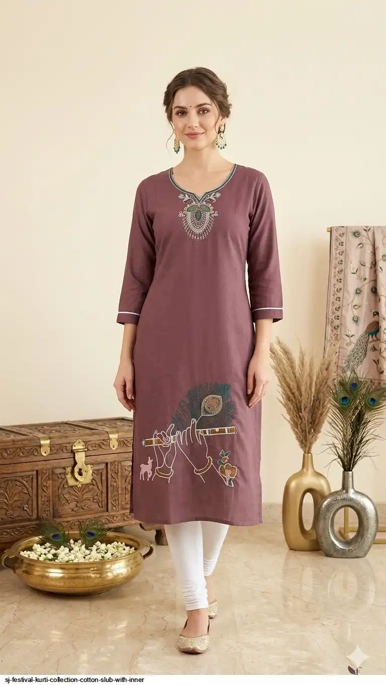 SJ FESTIVAL KURTI COLLECTION COTTON SLUB WITH INNER 16