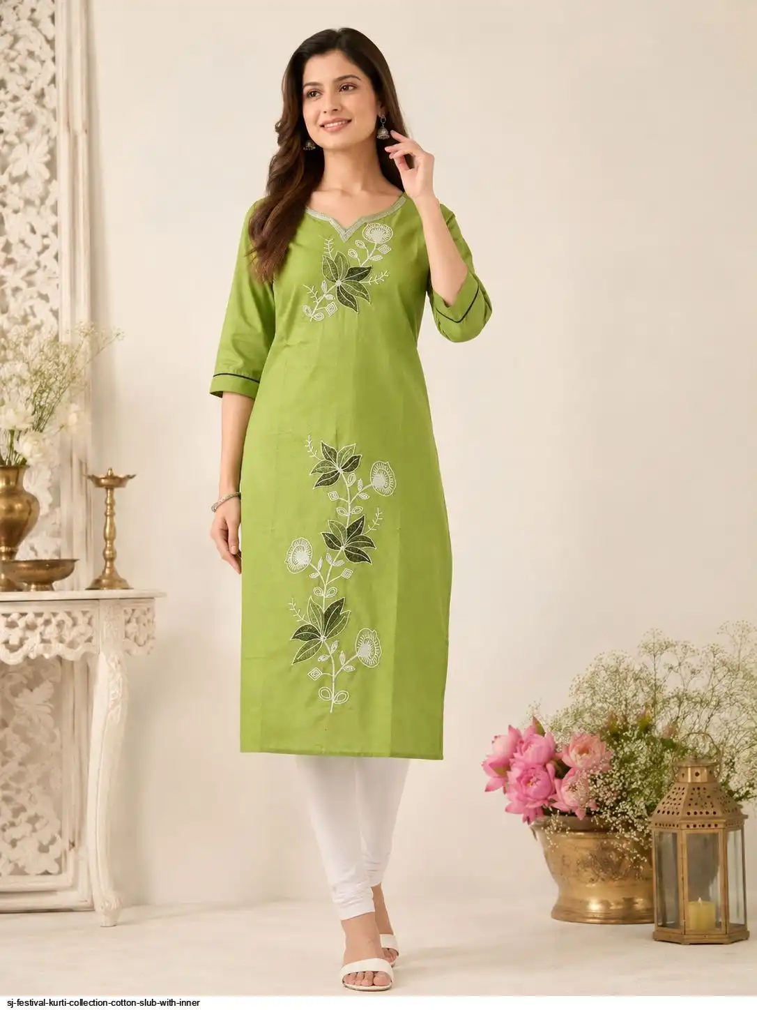 SJ FESTIVAL KURTI COLLECTION COTTON SLUB WITH INNER 15