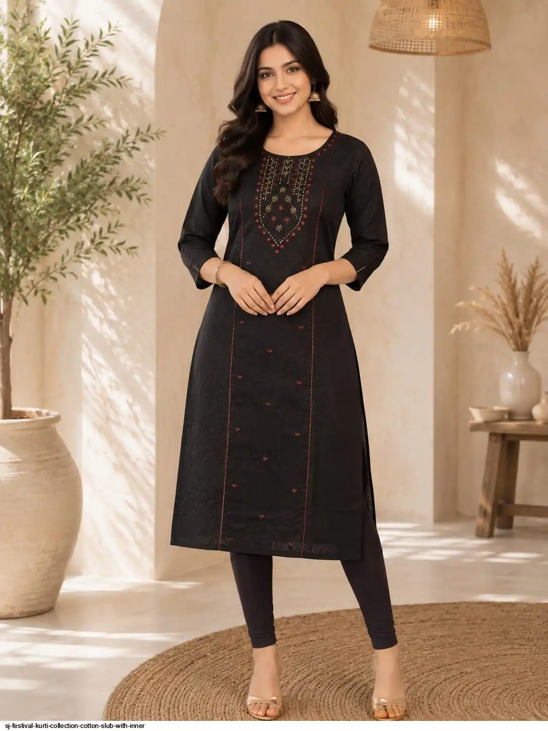 SJ FESTIVAL KURTI COLLECTION COTTON SLUB WITH INNER 18