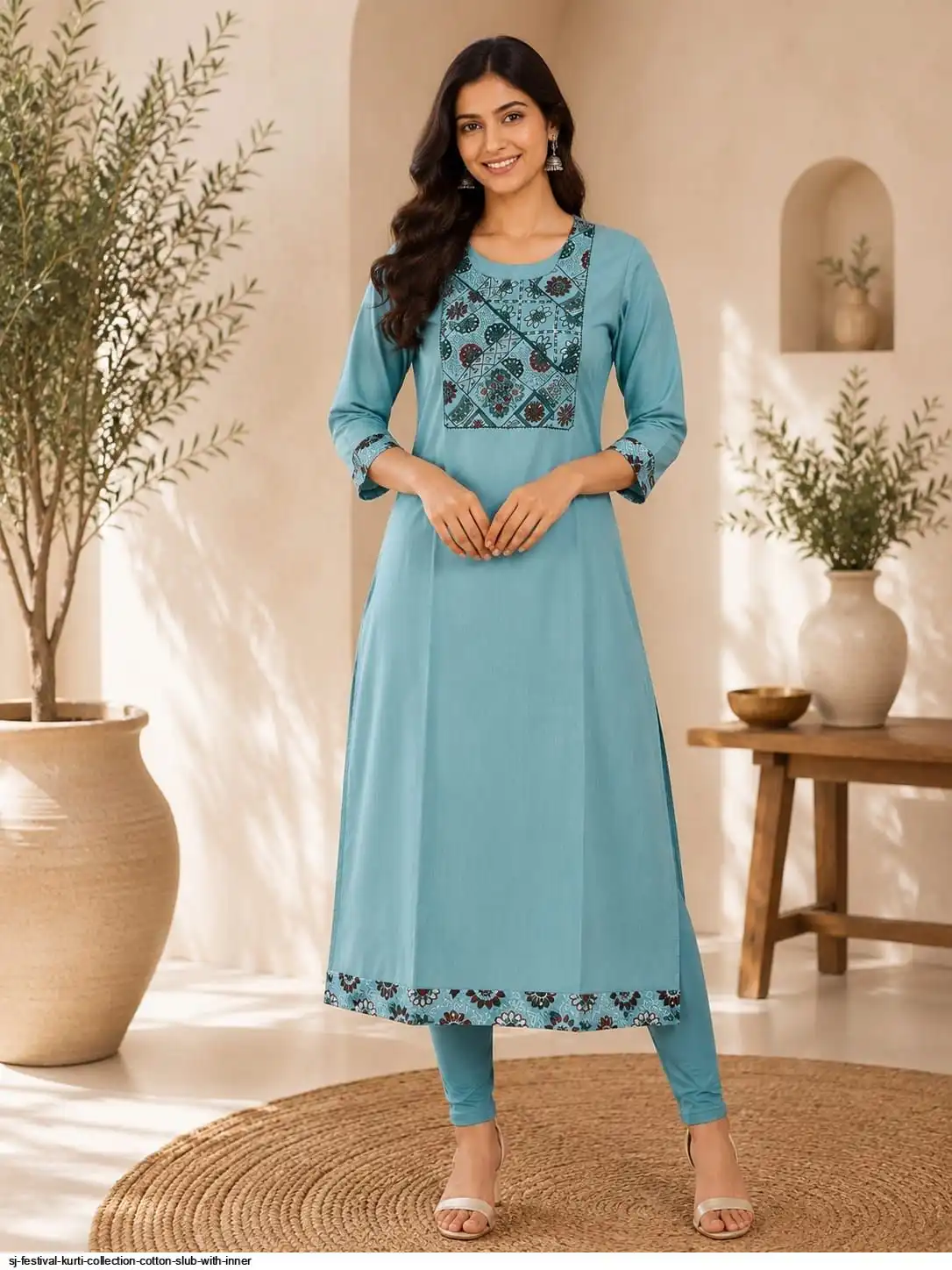 SJ FESTIVAL KURTI COLLECTION COTTON SLUB WITH INNER 17