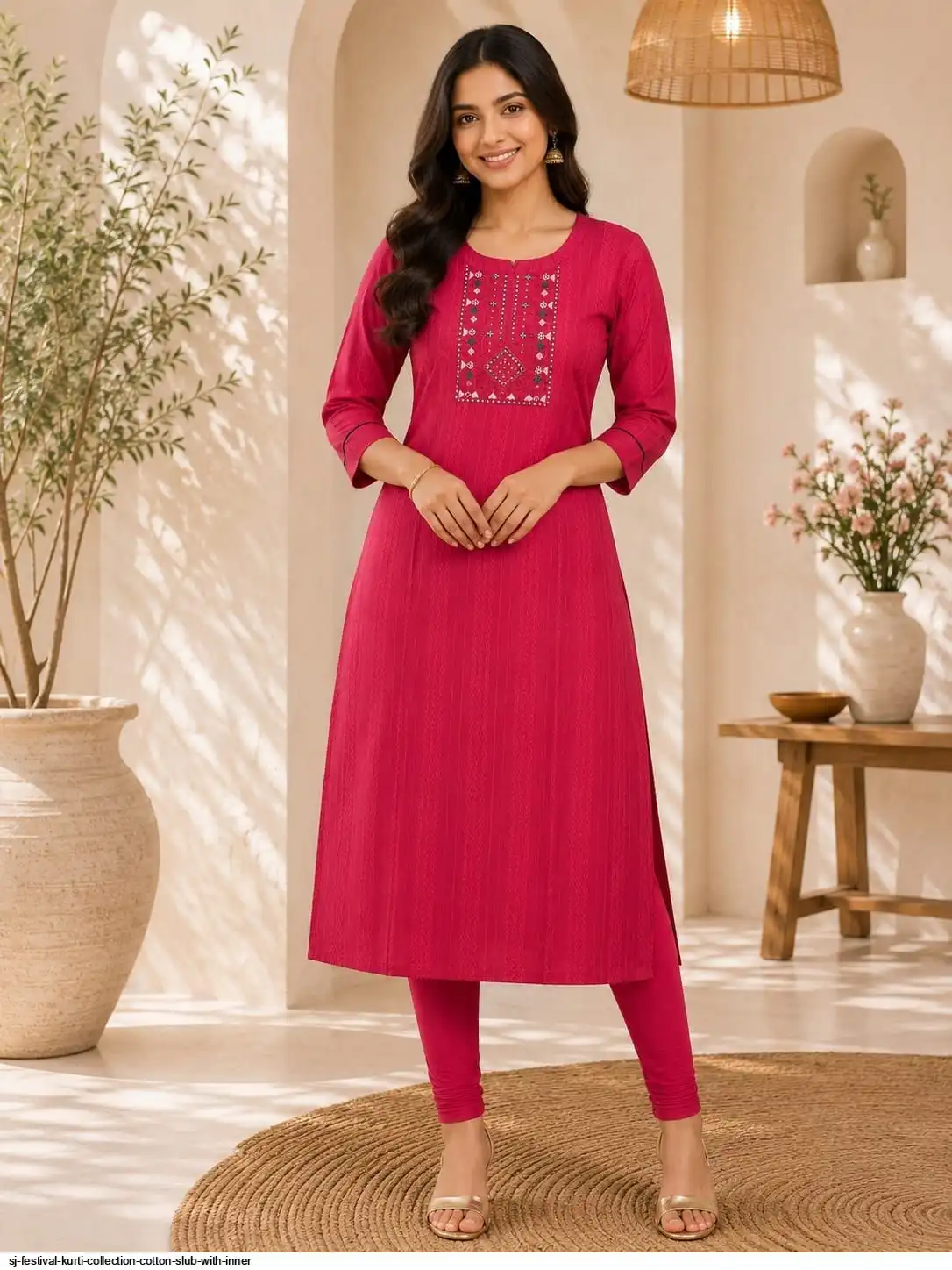 SJ FESTIVAL KURTI COLLECTION COTTON SLUB WITH INNER 19