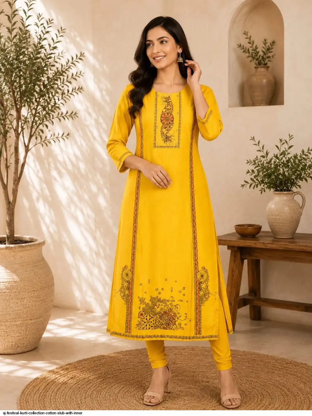 SJ FESTIVAL KURTI COLLECTION COTTON SLUB WITH INNER 21
